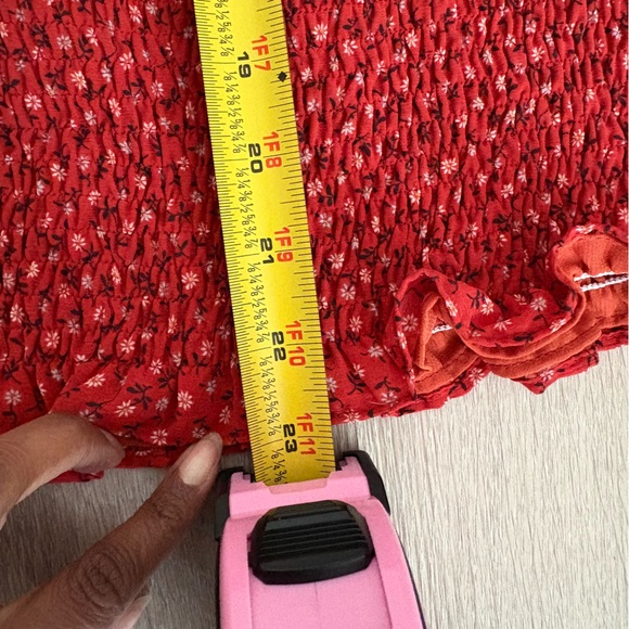 Madewell Julianne Smocked Waist Size 1X Burnt Red Orange Floral Print Stretchy - Picture 14 of 15